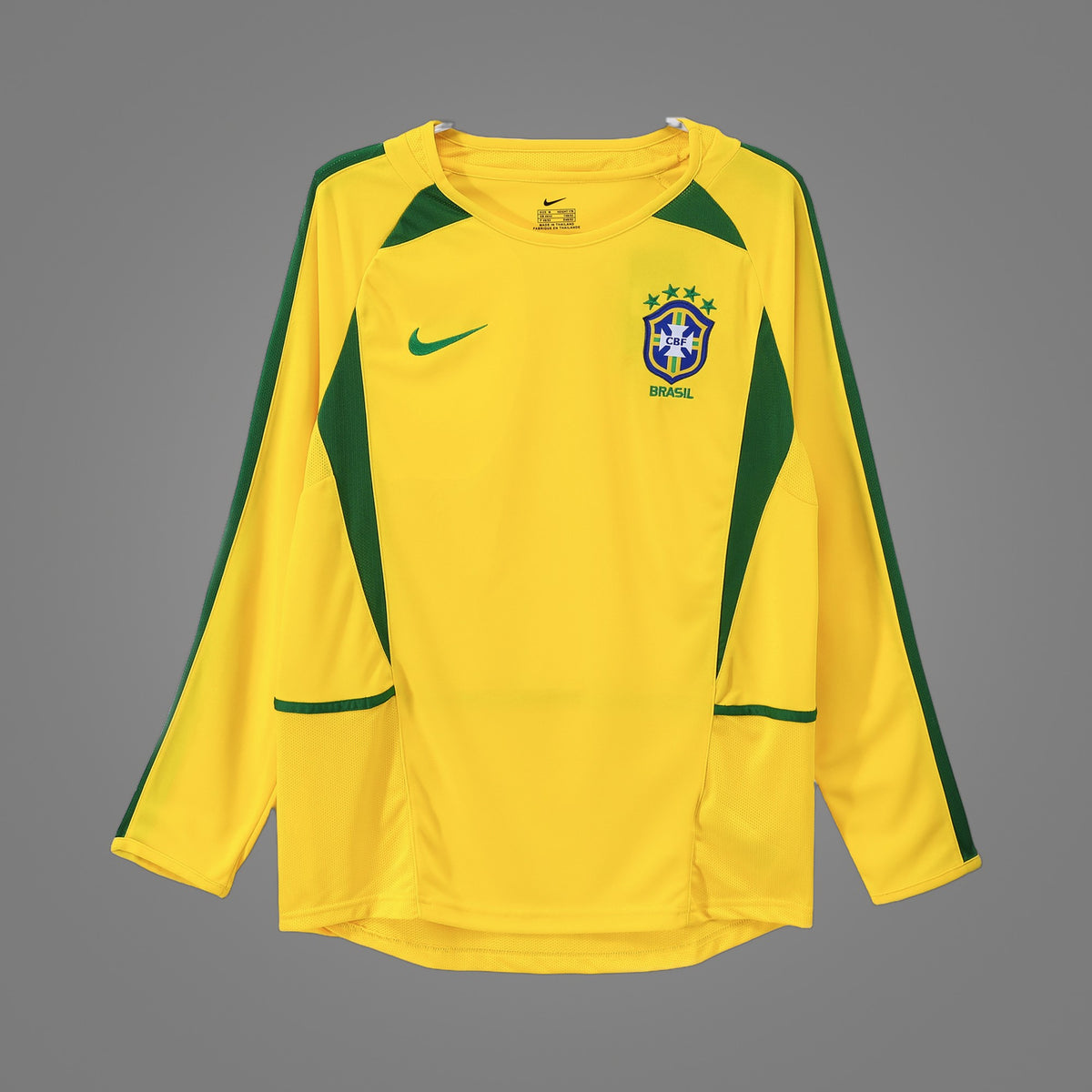 Maillot rétro Brésil Domicile 2002 Manches Longues - face avant