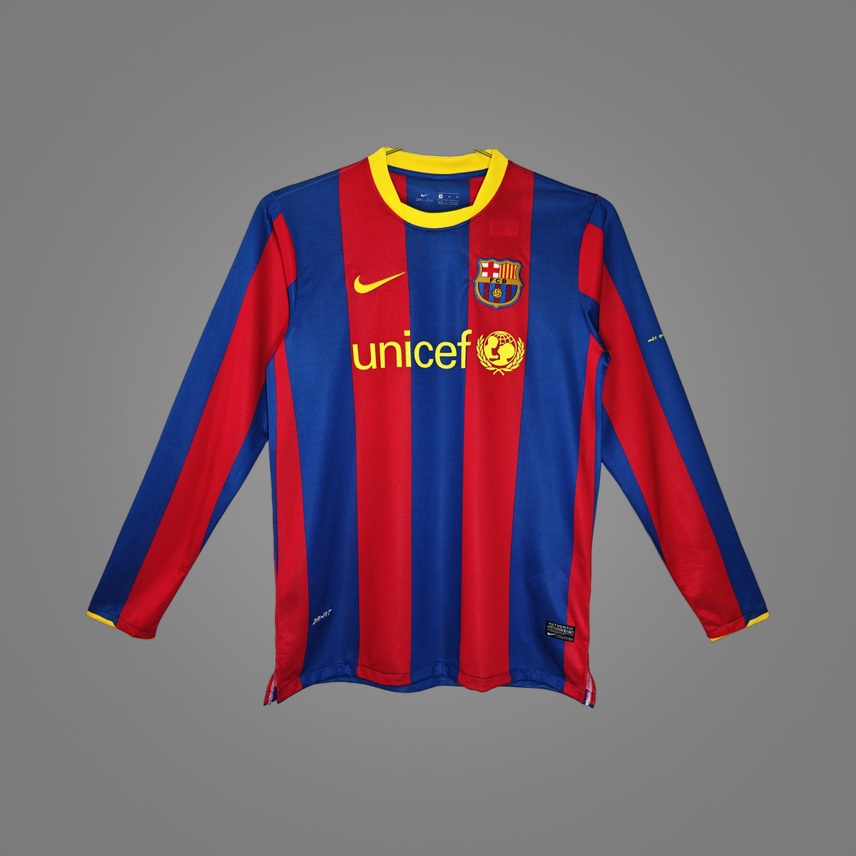 Maillot rétro FC Barcelone Domicile 2010/11 Manches Longues - face avant
