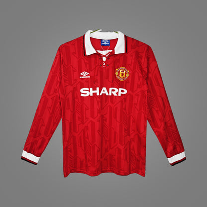 Maillot rétro Manchester United Domicile 1992/94 Manches Longues - face avant