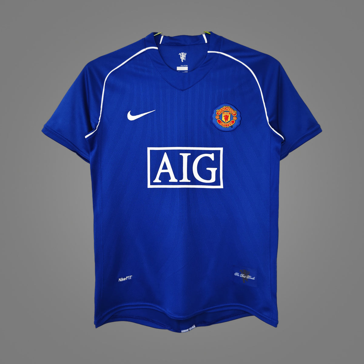 Maillot rétro Manchester United Gardien bleu 2007/08 - face avant