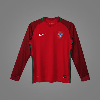 Maillot rétro Portugal Domicile 2016 Manches Longues - face avant
