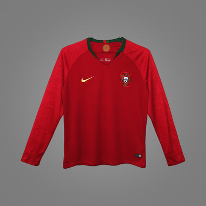 Maillot rétro Portugal Domicile 2018 Manches Longues - face avant