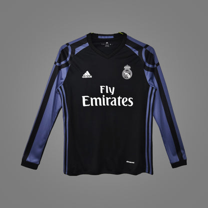 Maillot rétro Real Madrid Third noir 2016/17 Manches Longues - face avant